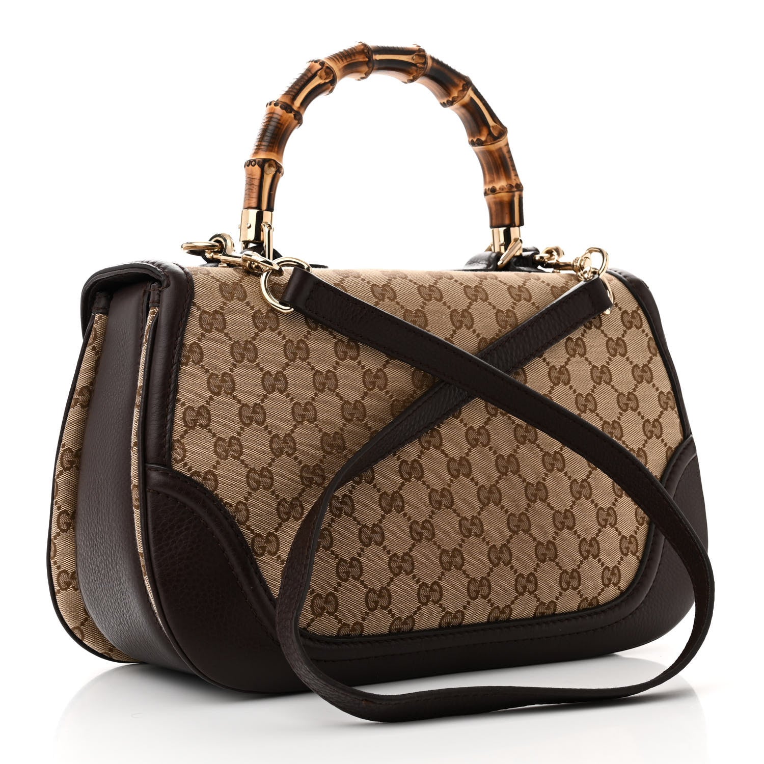 Gucci Monogram Large New Bamboo Top Handle Bag Brown 3 of 11