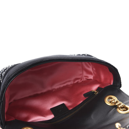 Gucci Velvet Matelasse Marquise Crystals Embroidered Small GG Marmont Shoulder Bag Black 5 of 10