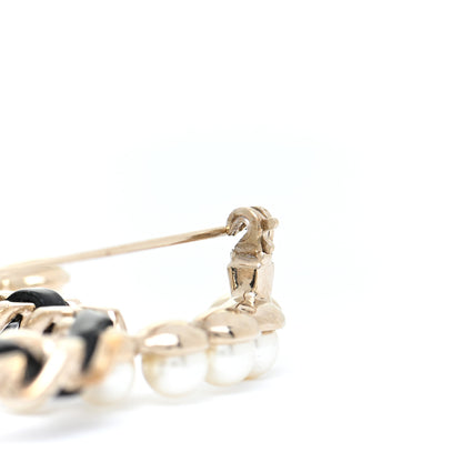 Chanel Lambskin Pearl CC Chain Brooch Black Gold 5 of 6