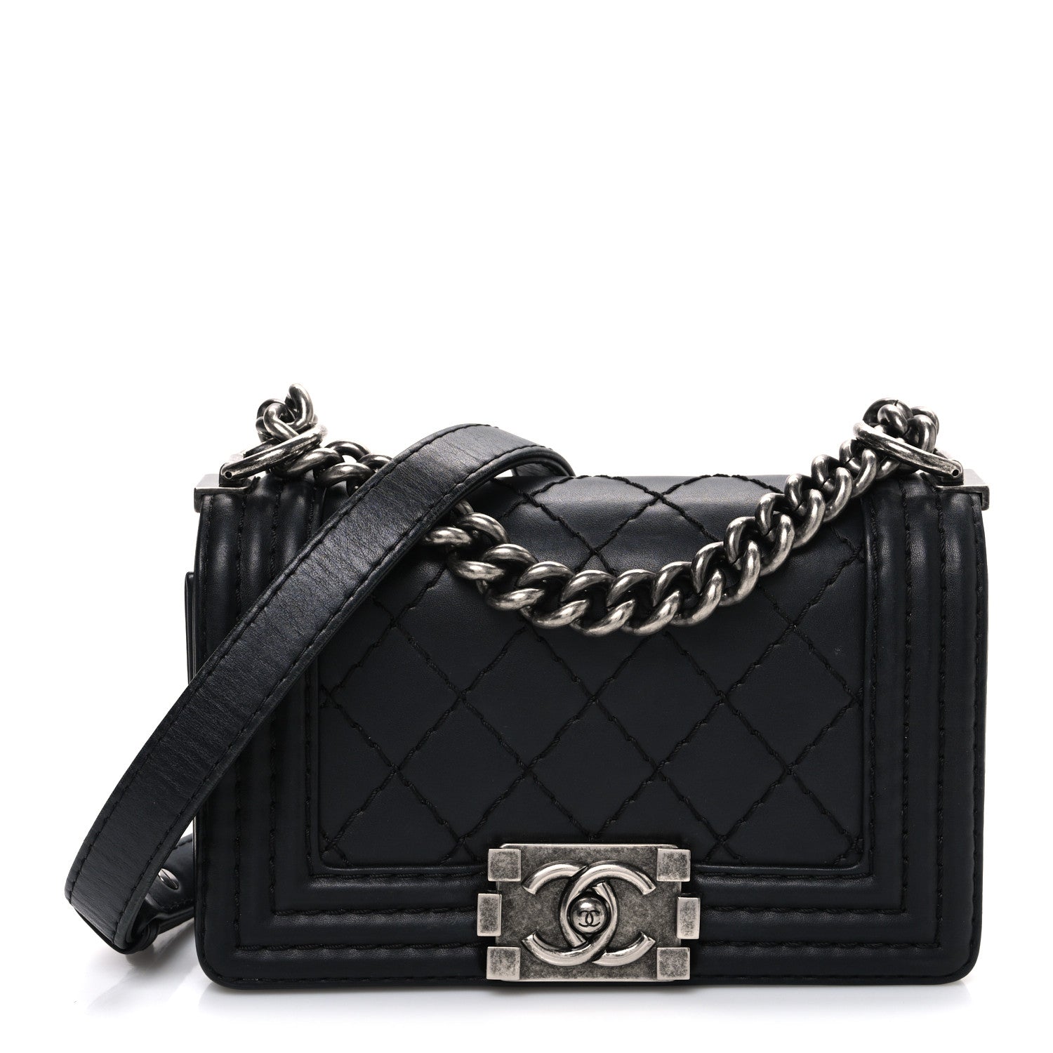 Chanel Calfskin Double Stitch Small Boy Flap Black 1 of 10