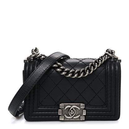 Chanel Calfskin Double Stitch Small Boy Flap Black 1 of 10