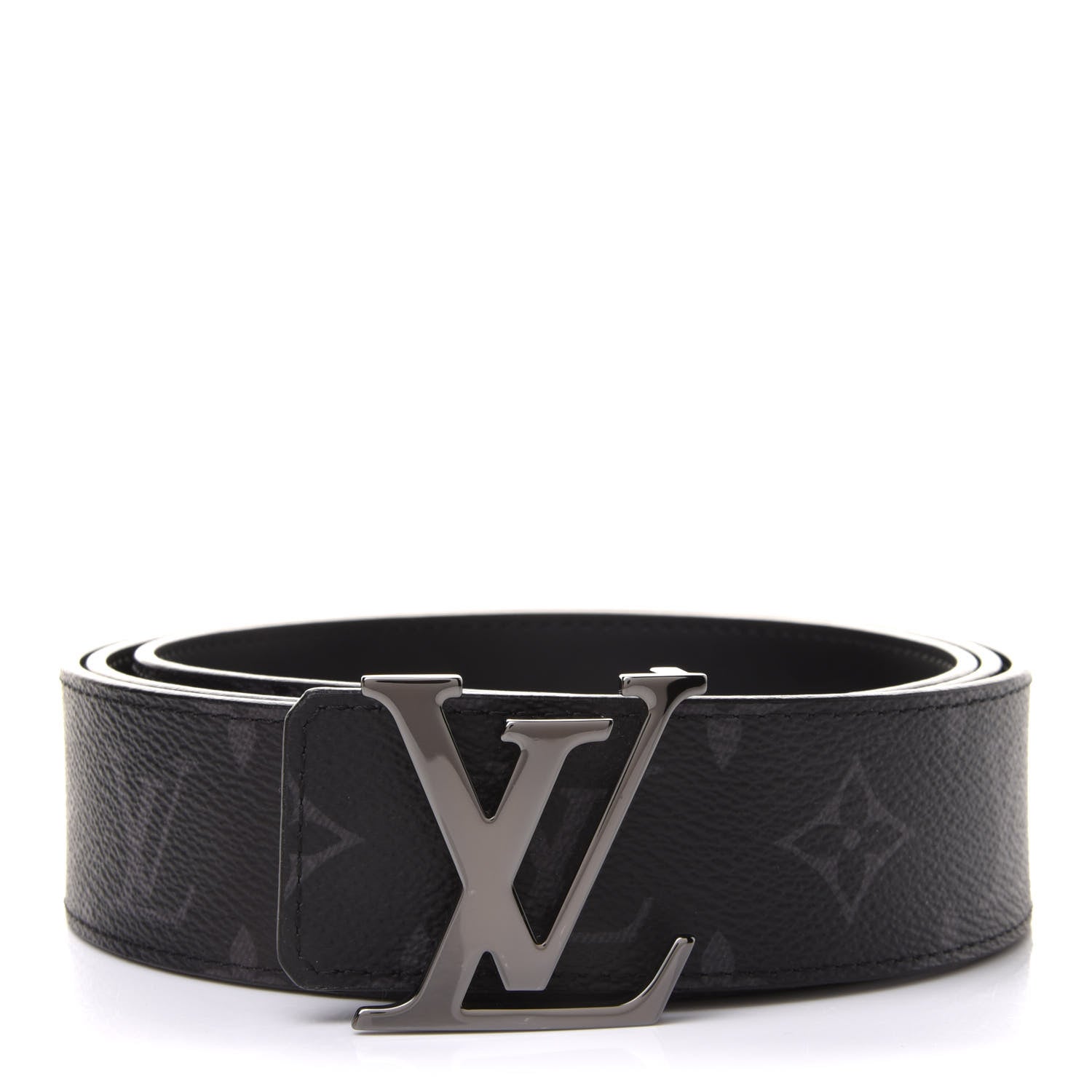Louis Vuitton Monogram Eclipse Taigarama 40mm LV Initiales Reversible Belt 120 48 Black 1 of 5