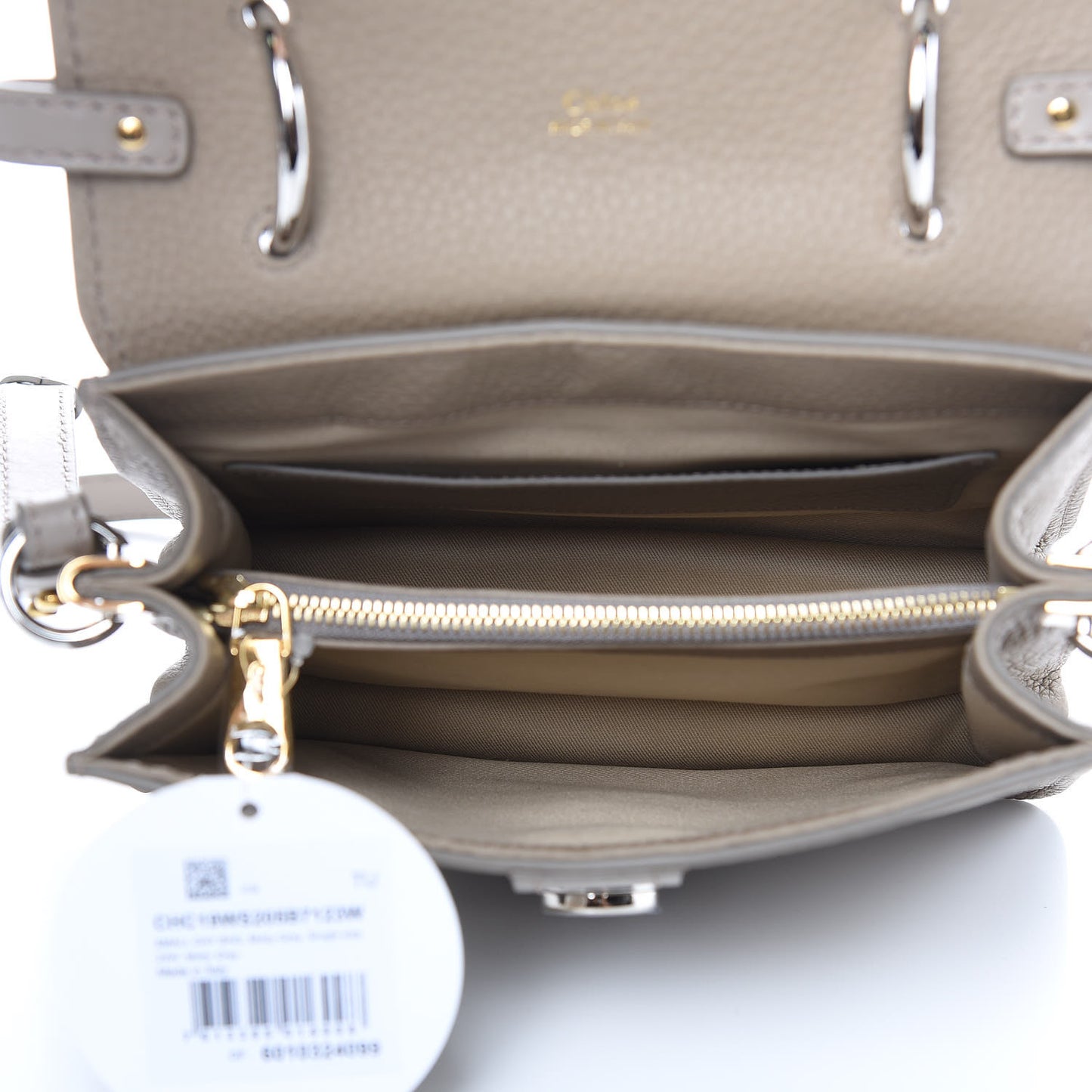Shiny Grained Calfskin Small Aby Day Shoulder Bag Motty Grey