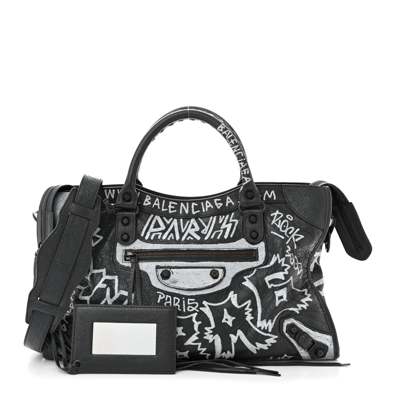 Balenciaga Agneau Arena Graffiti All Over Classic Hardware City Gris Fossile White 1 of 12