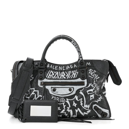 Balenciaga Agneau Arena Graffiti All Over Classic Hardware City Gris Fossile White 1 of 12