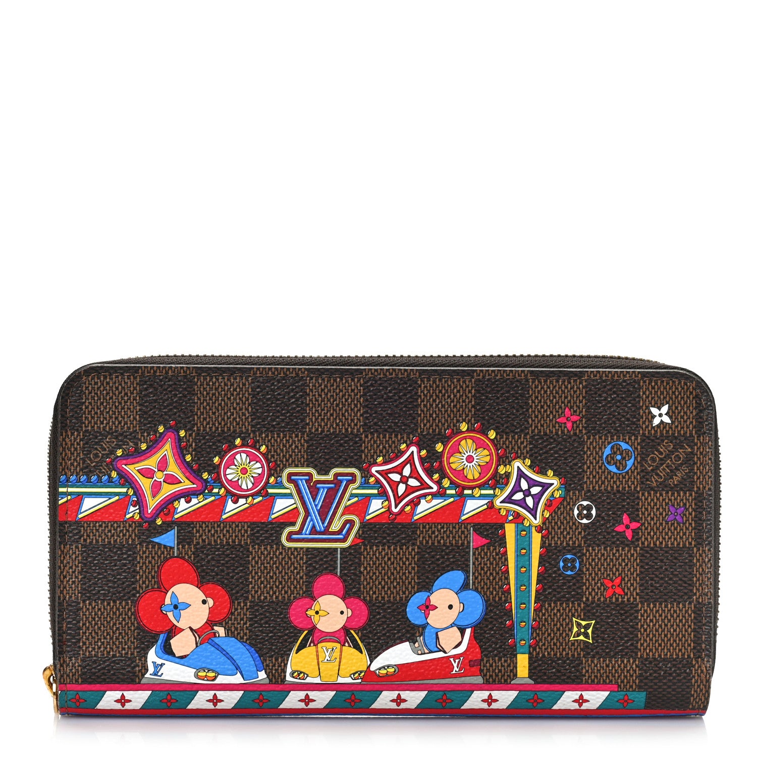 Louis Vuitton Damier Ebene 2020 Christmas Animation Bumper Cars Zippy Wallet Coquelicot 1 of 9
