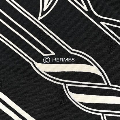 Hermes Silk Quadrige Au Fil Scarf 70 Black Creme 3 of 7