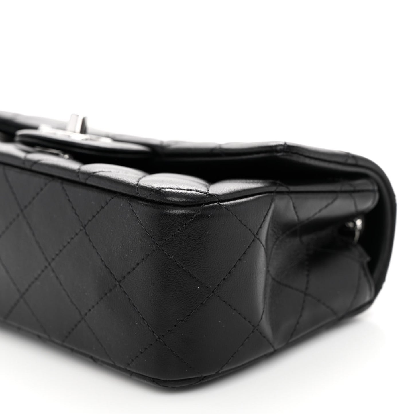 Lambskin Quilted Mini Rectangular Flap Black