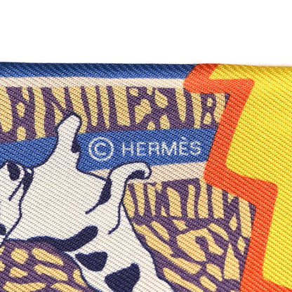 Hermes Silk En Liberte Twilly Jaune Vif Bleu Rouge 4 of 4