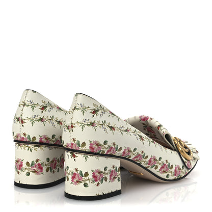 Gucci Calfskin Rose Print GG Marmont Fringe 50mm Loafer Pumps 39.5 Multicolor 4 of 14