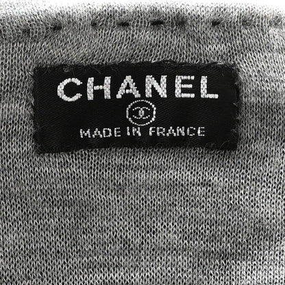 Chanel Lambskin Cashmere Silk CC Fingerless Gloves Black Grey 4 of 8