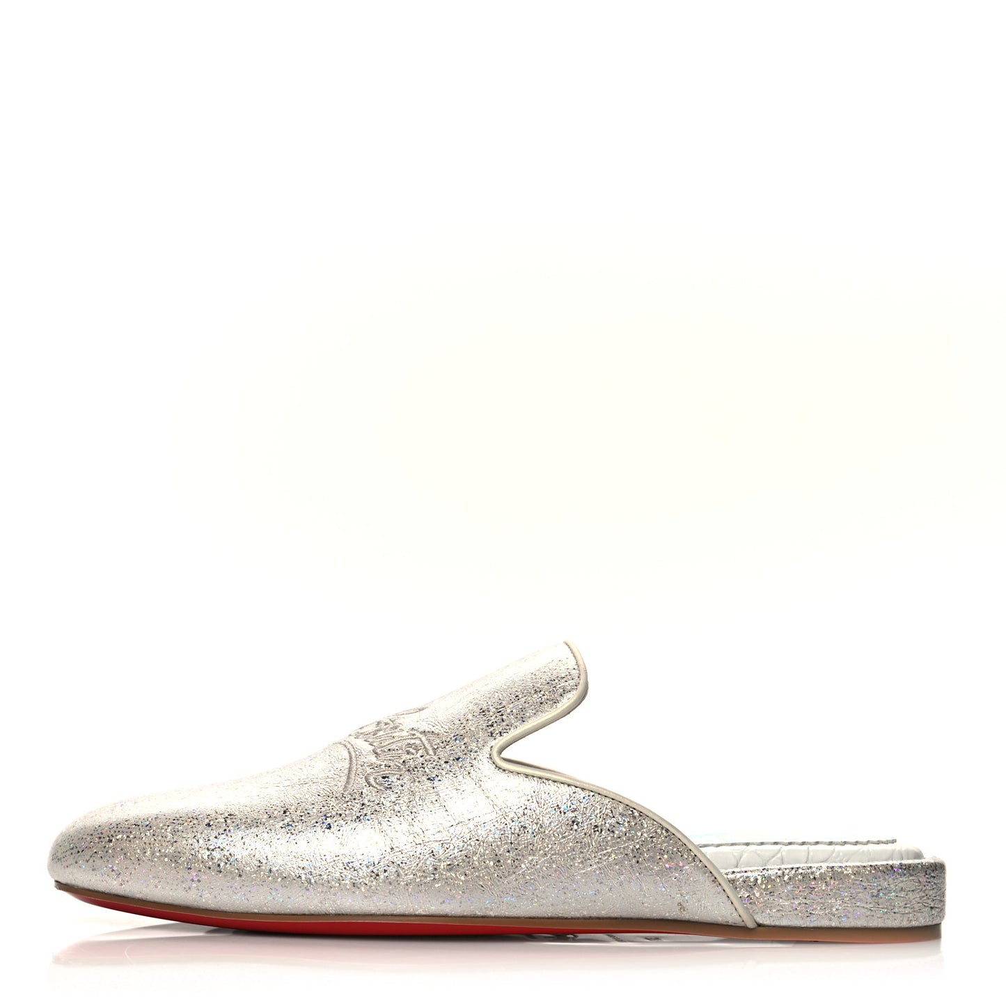 Iridescent Glitter Mens Coolito Loafer Mules 37.5 Silver