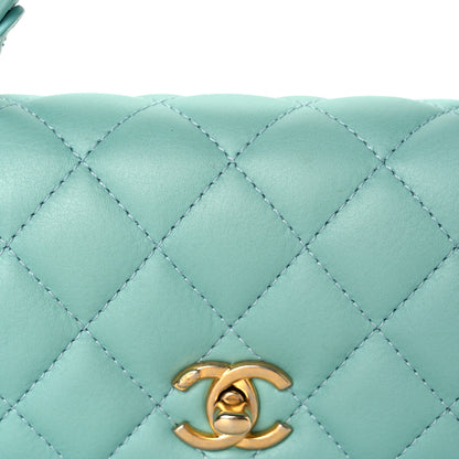 Chanel Calfskin Quilted Top Handle Flap Light Blue 8 of 14