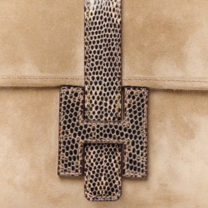 Hermes Veau Doblis Lizard Jige Elan 29 Clutch Tabac Camel Ombre 8 of 12