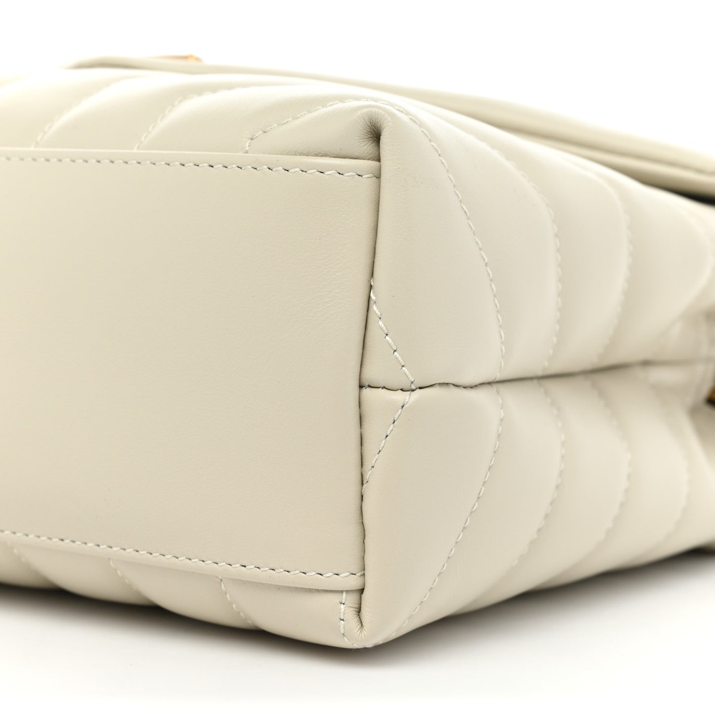 Calfskin Y Quilted Monogram Small Loulou Chain Satchel Crema Soft
