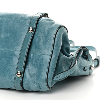 Miu Miu Vitello Lux Gathered Tote Azzurro 10 of 11
