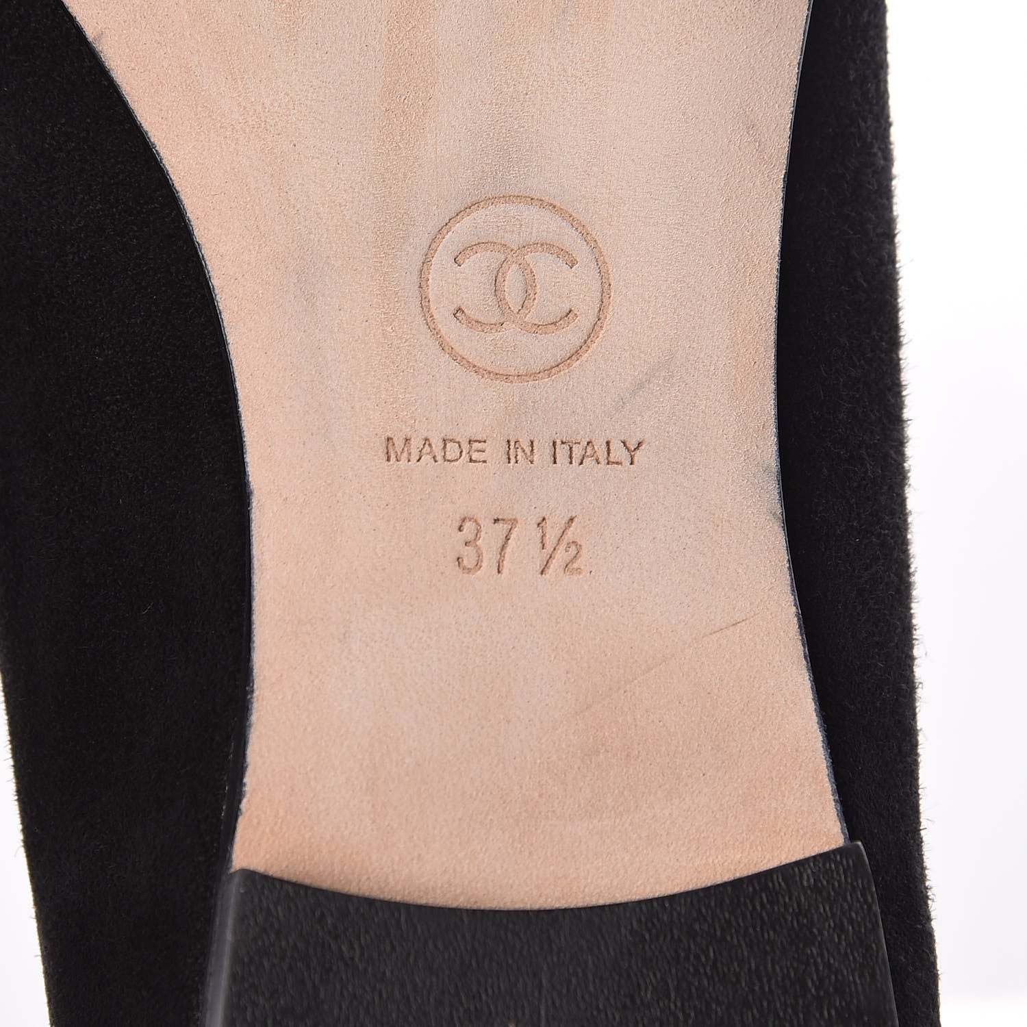 Chanel Kid Suede CC Flats 37.5 Black 8 of 11