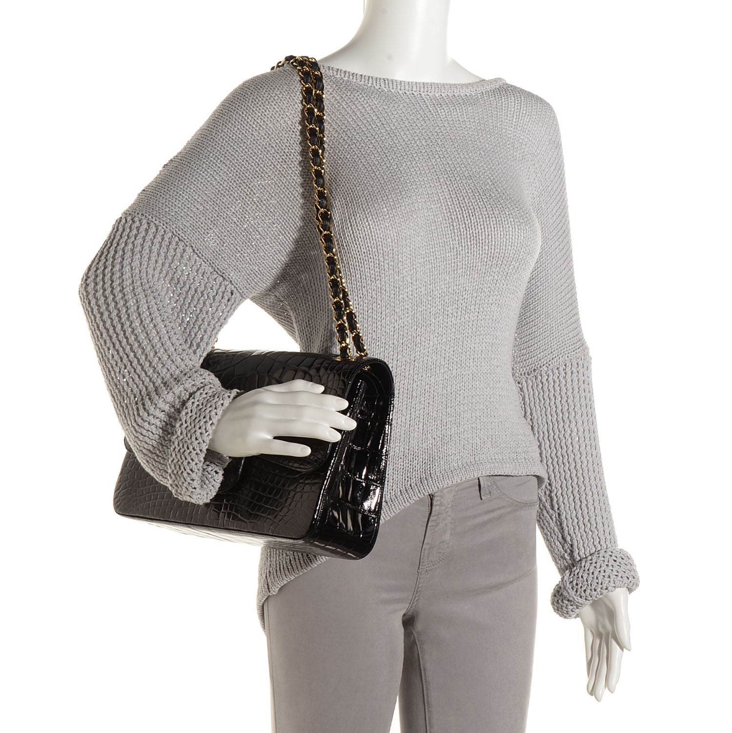 Chanel Alligator Jumbo Double Flap Black 2 of 8
