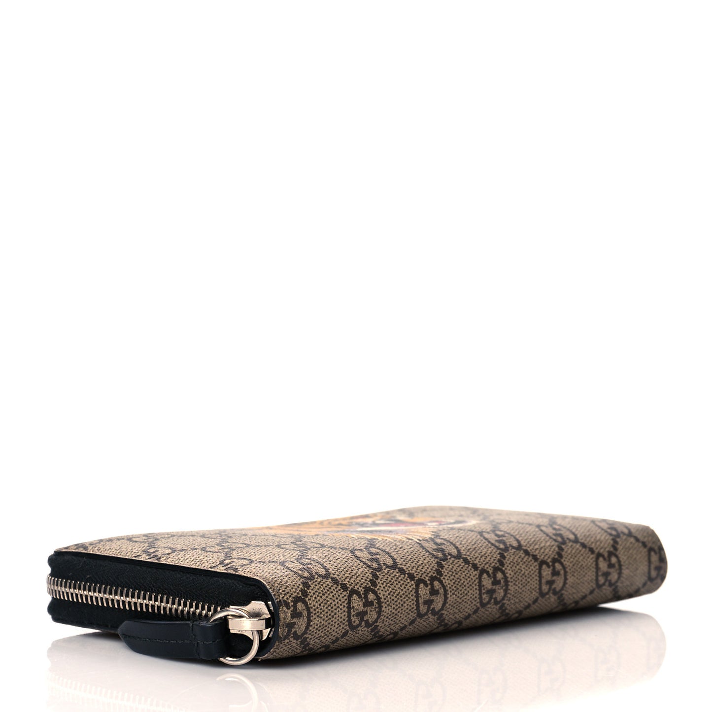 GG Supreme Monogram Tiger Zip Around Wallet