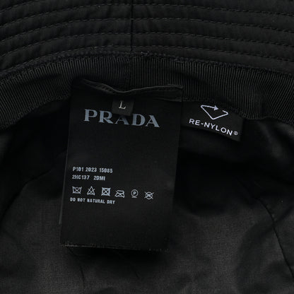 Prada Re-Nylon Metal Triangle Logo Mens Bucket Hat L Black 8 of 8