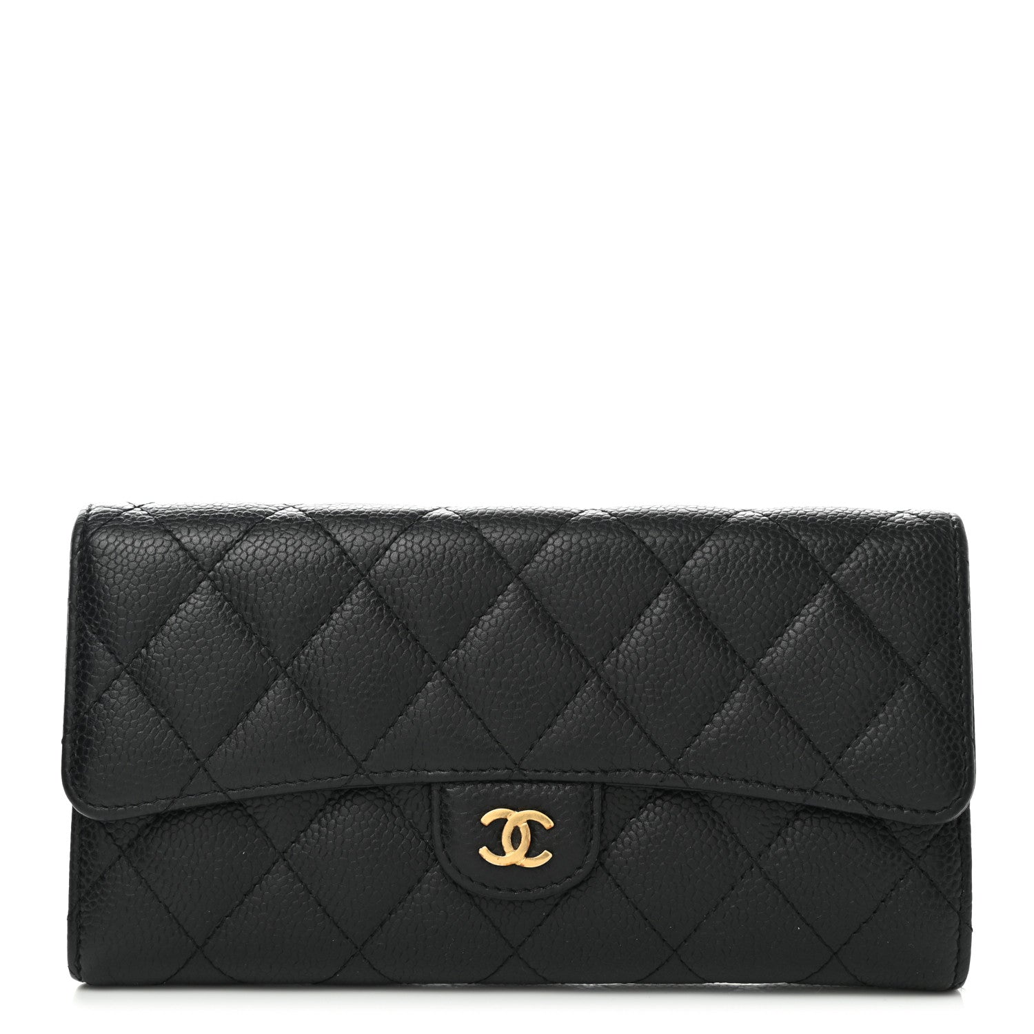 Chanel Caviar Quilted Large Gusset Flap Wallet Black 1 of 9