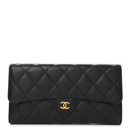 Chanel Caviar Quilted Large Gusset Flap Wallet Black 1 of 9