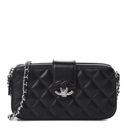 Chanel Grained Calfskin Quilted CC Box Clutch With Chain Black 1 of 12