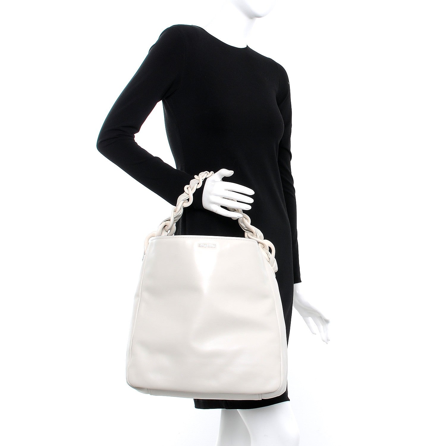 Miu Miu Soft Calf Chain Hobo Talco 2 of 10