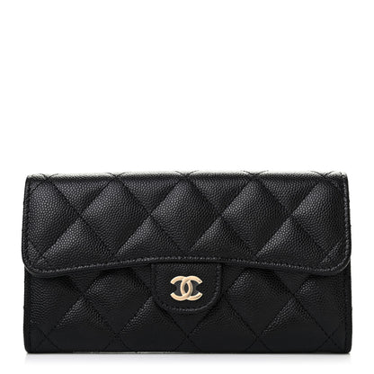 Chanel Caviar Quilted Medium Gusset Flap Wallet Black 1 of 8
