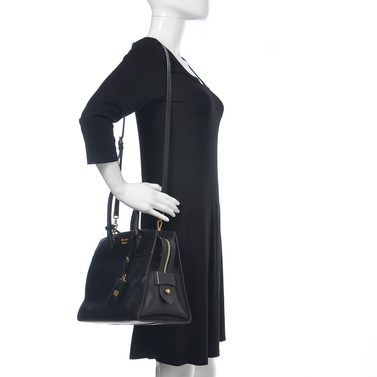 Prada Saffiano City Calfskin Medium Esplanade Tote Black 2 of 8