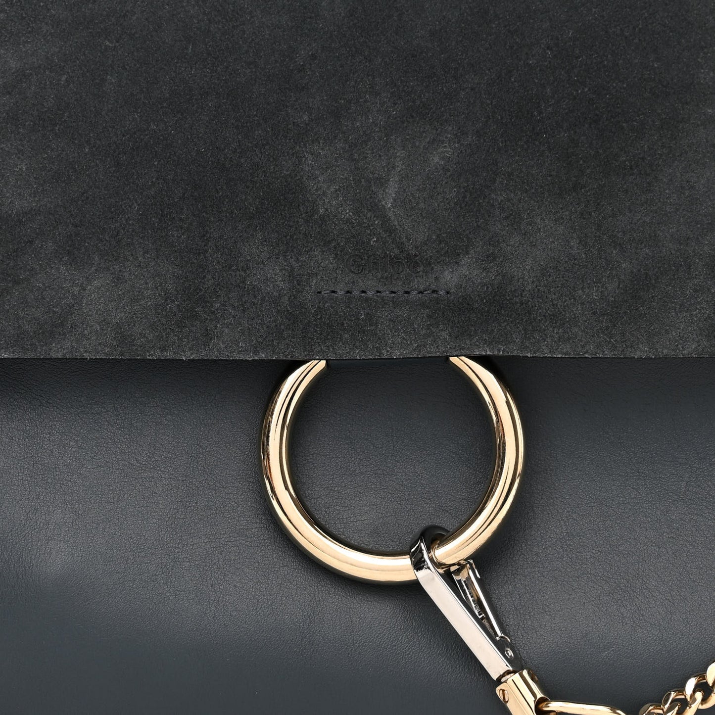 Suede Calfskin Medium Faye Shoulder Bag Silver Blue