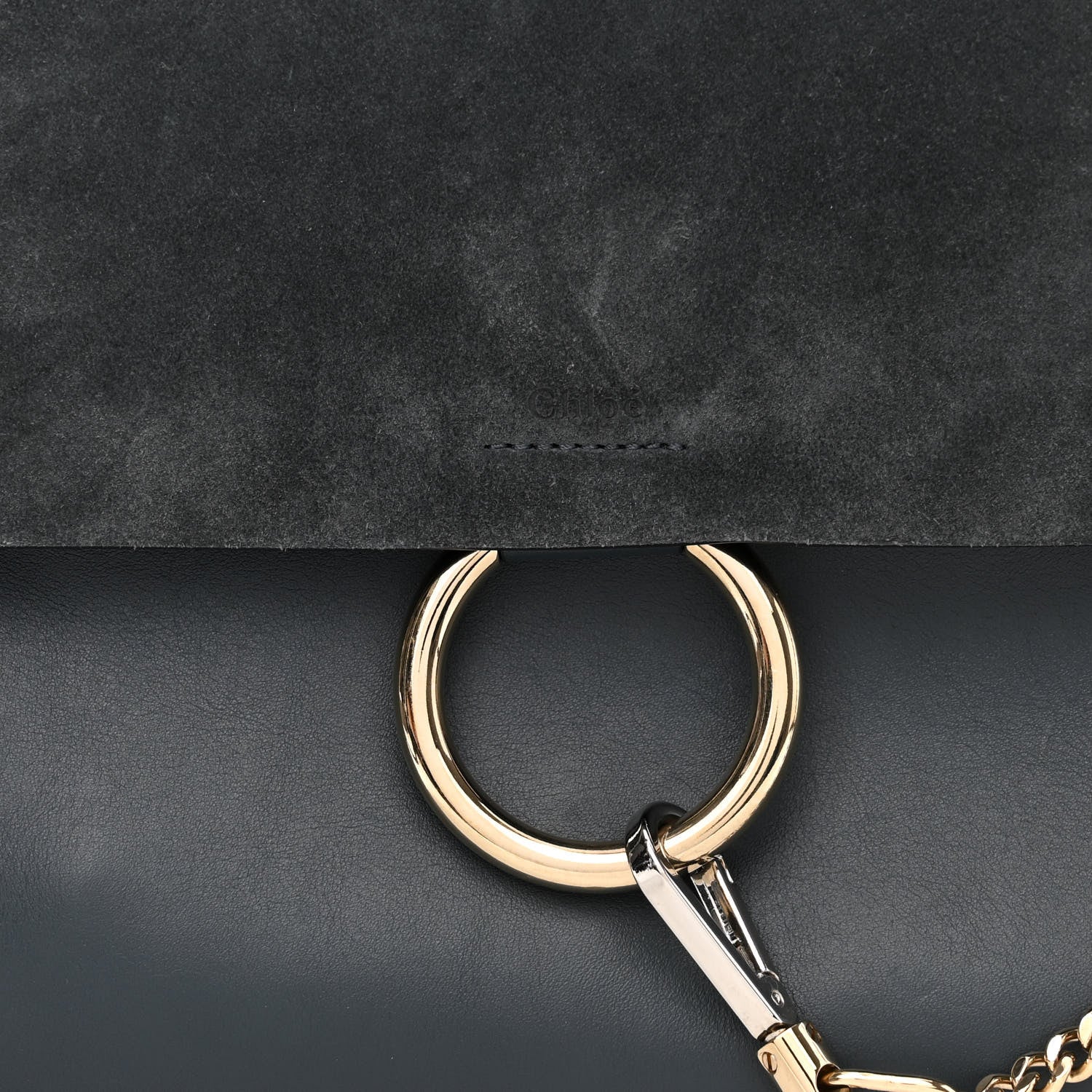 Chloe Suede Calfskin Medium Faye Shoulder Bag Silver Blue 7 of 9