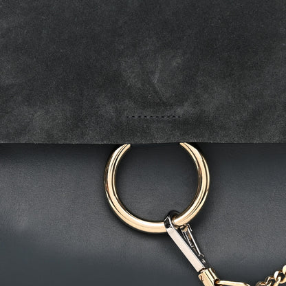 Chloe Suede Calfskin Medium Faye Shoulder Bag Silver Blue 7 of 9