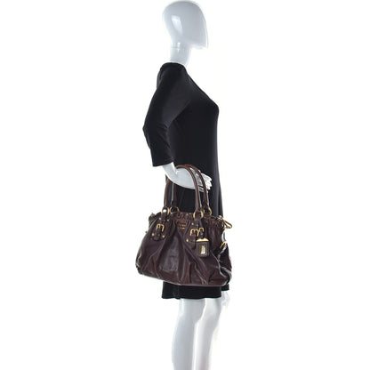 Prada Soft Calf Pleated Hobo Nocciolo 3 of 11