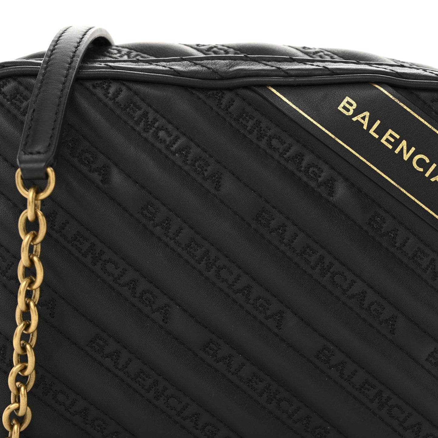 Calfskin Logo Matelasse Chain Strap Blanket Reporter XS Black