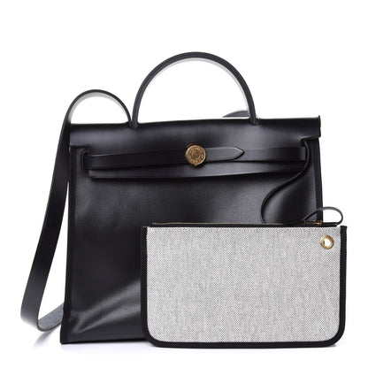 Hermes Toile H Berline Vache Hunter Herbag Zip PM 31 Black Ecru 1 of 7