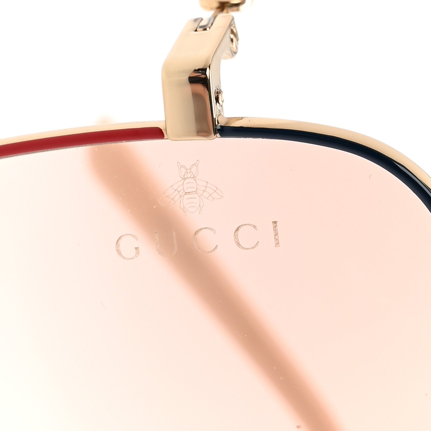 Gucci Metal Square Frame Sunglasses GG0443S Gold Pink 7 of 8