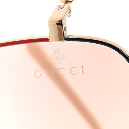 Gucci Metal Square Frame Sunglasses GG0443S Gold Pink 7 of 8