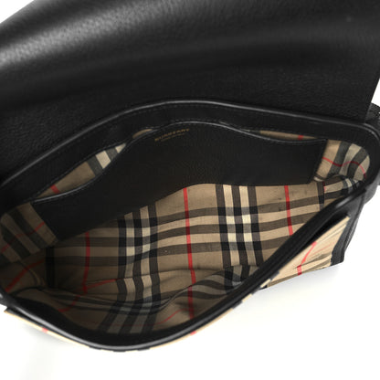 Burberry Grainy Calfskin Vintage Check Note Crossbody Bag Black 5 of 11