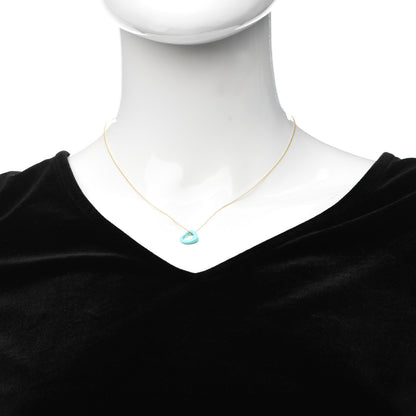 Tiffany 18K Yellow Gold Turquoise Elsa Peretti Open Heart Pendant Necklace 2 of 7