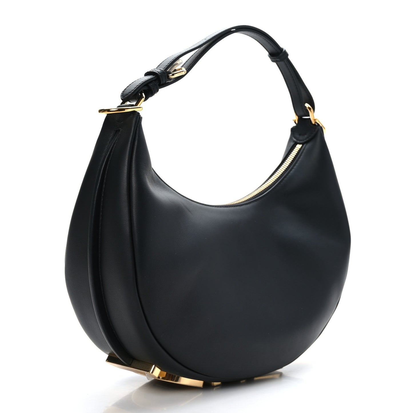 Vitello Grace Matte Small Fendigraphy Hobo Bag Black