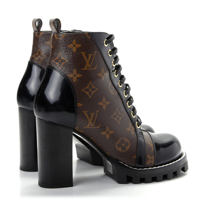 Louis Vuitton Patent Calfskin Monogram Star Trail Ankle Boots 38 Black 4 of 10