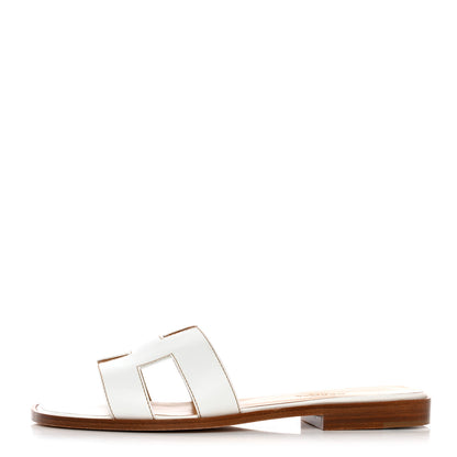 Hermes Box Calfskin Oran Sandals 35.5 White 1 of 14