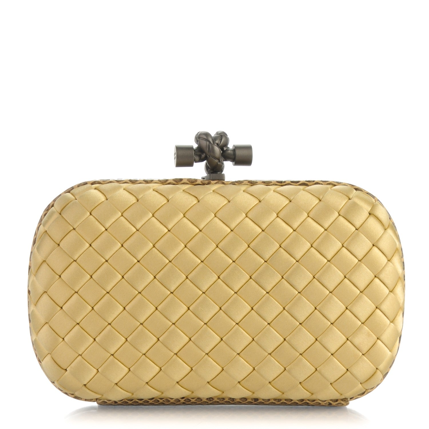 Bottega Veneta Satin Intreccio Impero Ayers Knot Clutch Banane 1 of 6