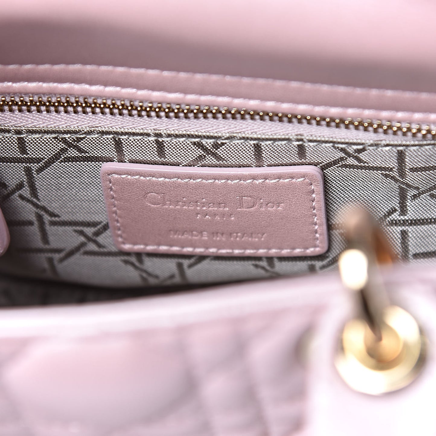 Metallic Lambskin Cannage Mini Lady Dior Lotus