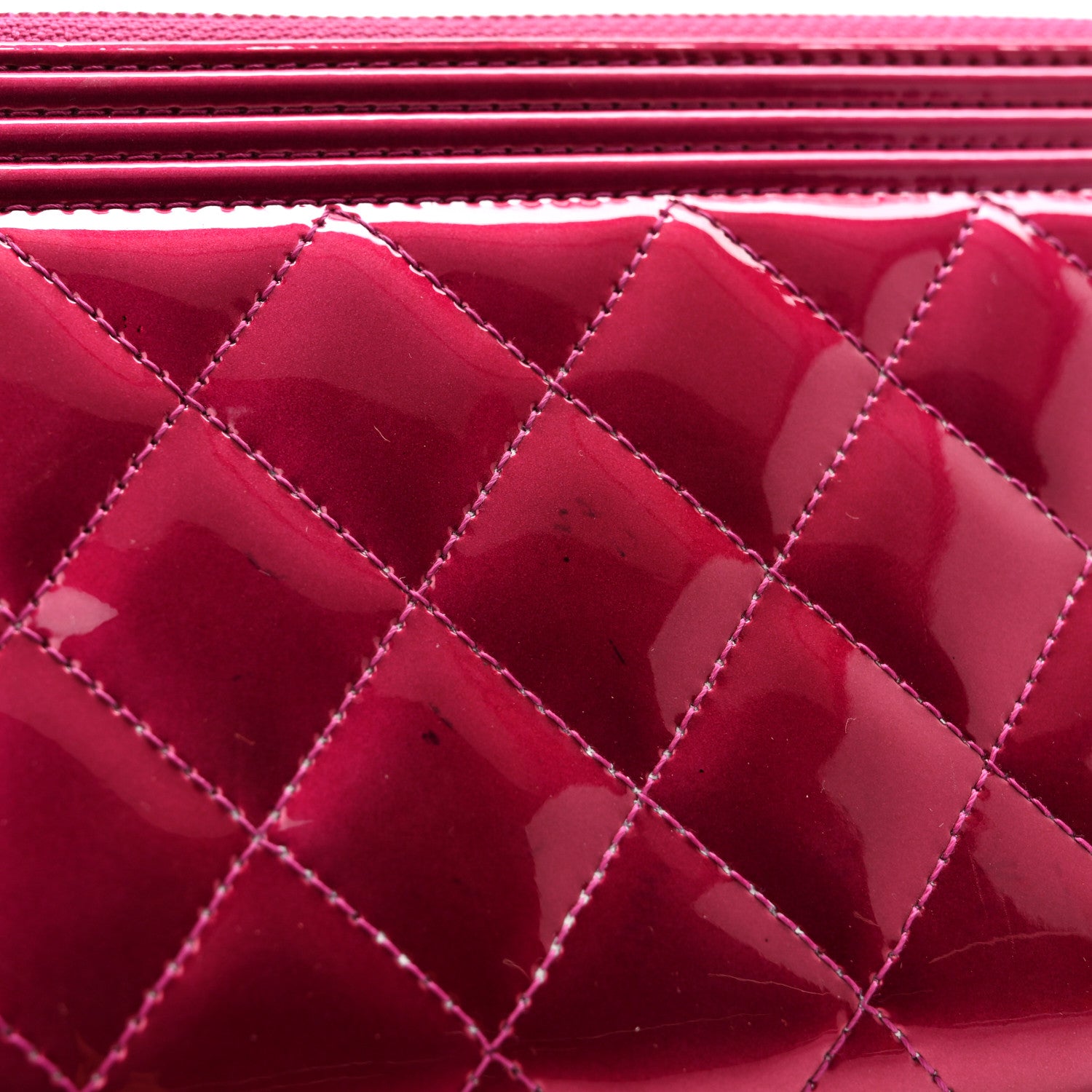 Chanel Metallic Patent Calfskin Quilted Boy L-Gusset Zip Wallet Pink 11 of 11