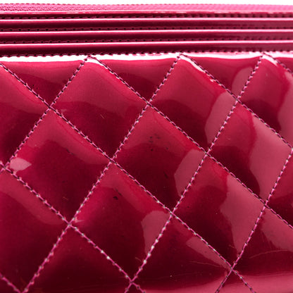 Chanel Metallic Patent Calfskin Quilted Boy L-Gusset Zip Wallet Pink 11 of 11