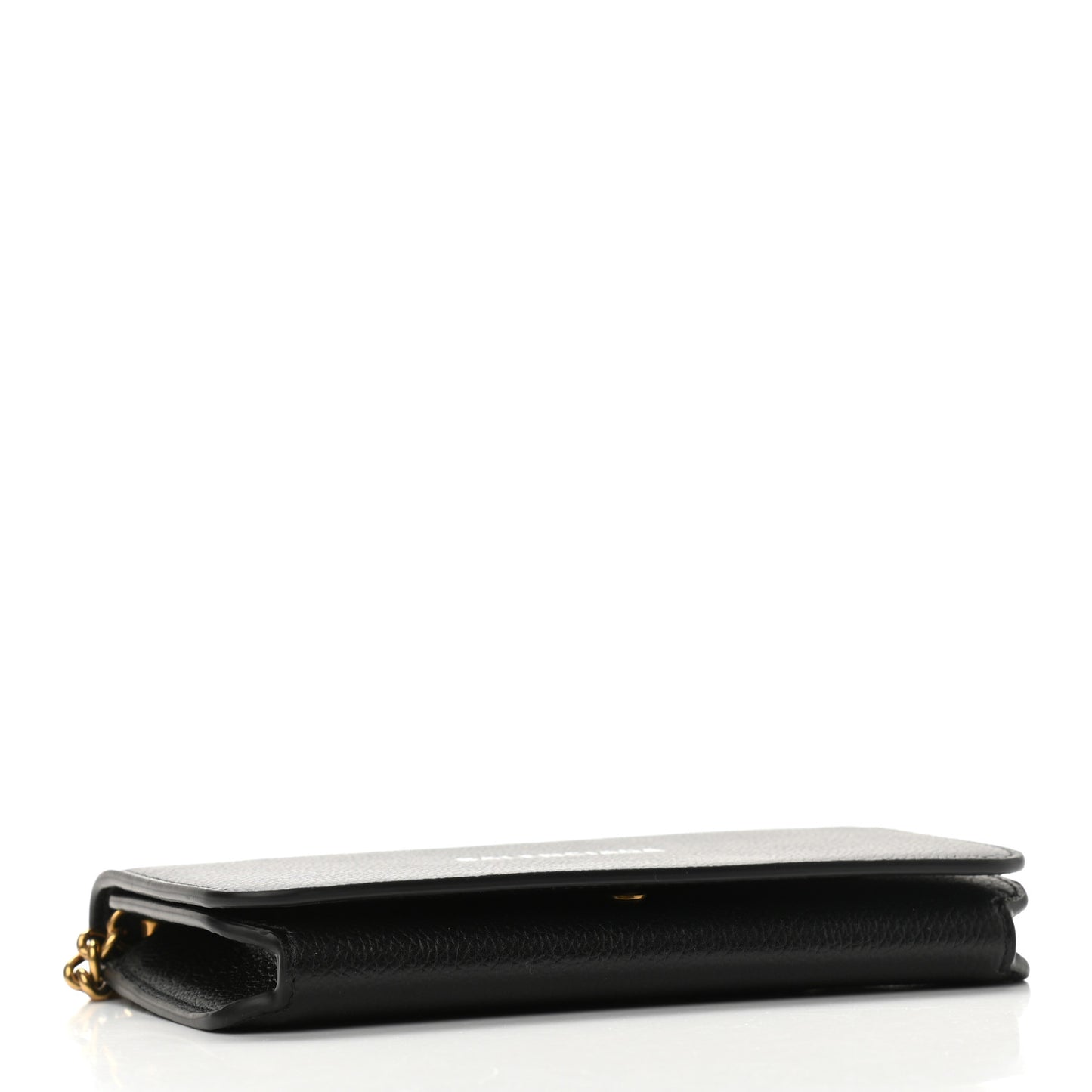 Grained Calfskin Logo Cash Phone Holder Wallet On Chain Black White