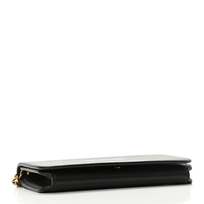 Balenciaga Grained Calfskin Logo Cash Phone Holder Wallet On Chain Black White 6 of 18