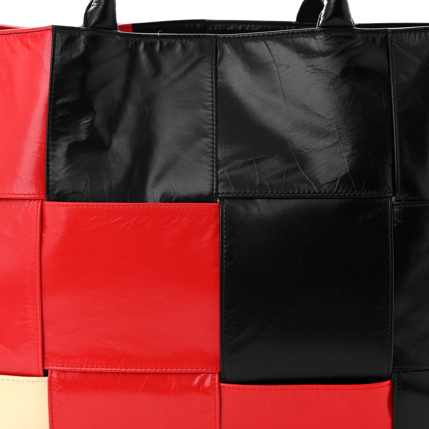 Paper Calfskin Maxi Intrecciato Colorblock Large Arco Tote Black Camomile